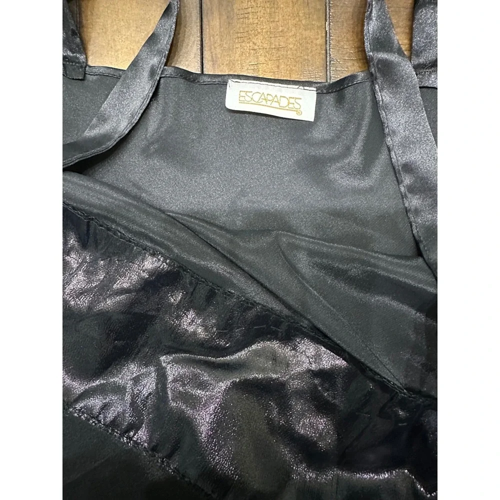 Escapades Vintage Black Satin Lace Beaded Camisole Top Women's Large USA Made - Picture 5 of 8